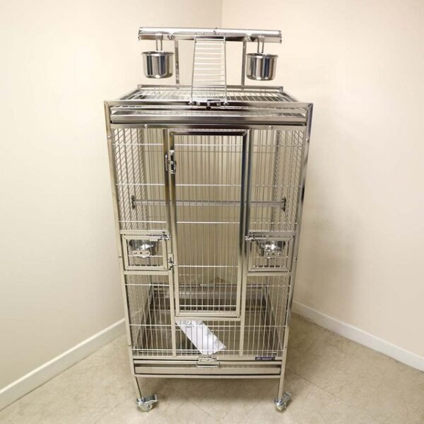 ***Collection Only***Prevue Stainless Steel Play Top Medium Parrot Cage